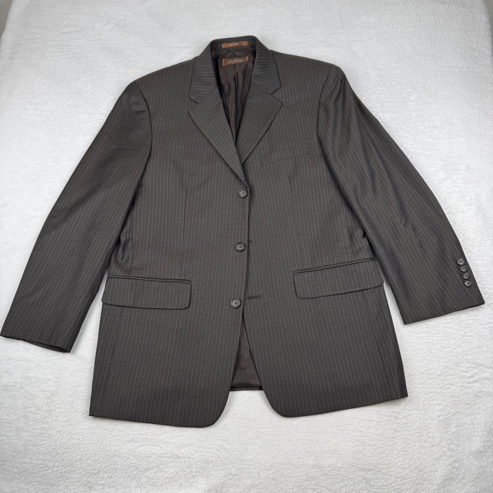 Vitale Barberis Canonico Tasso Elba Blazer Mens 44R Brown Pinstripe Wool Luxury
